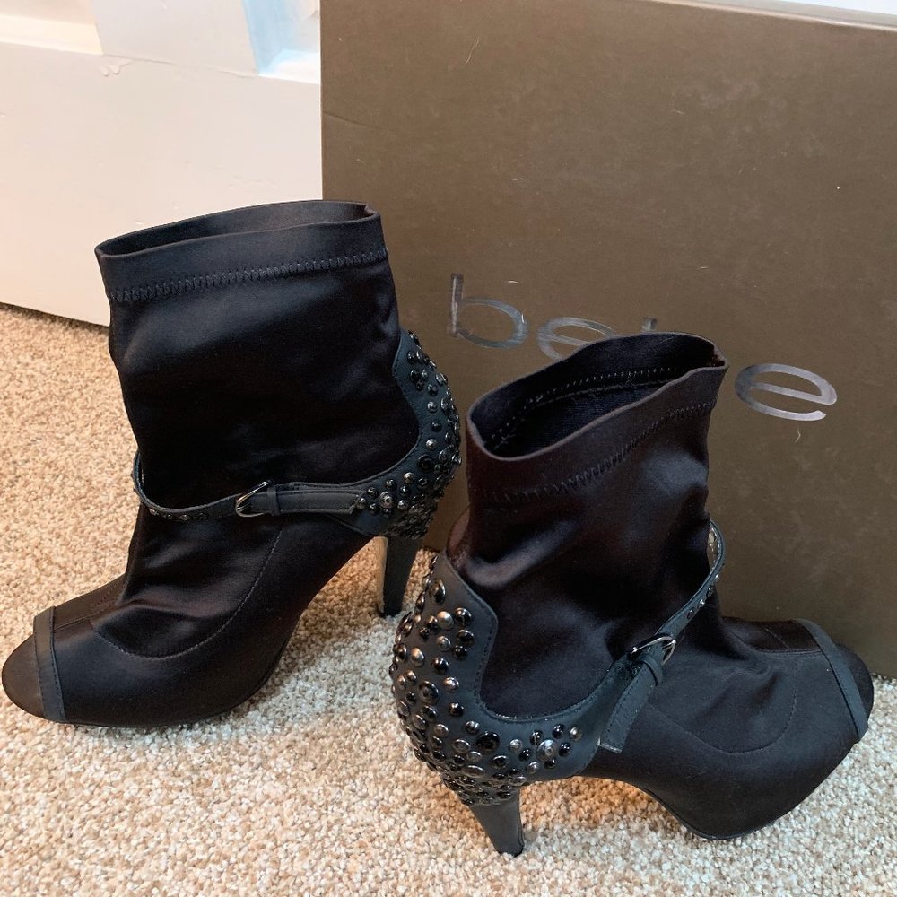 Bebe Mini Platform Slip on Open Toe Booties